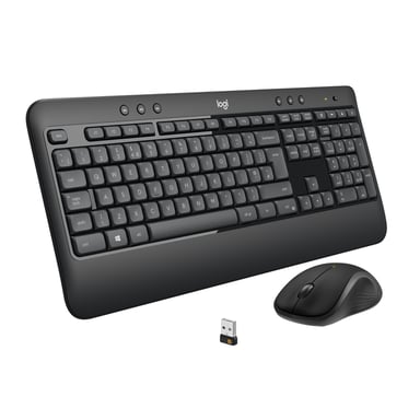 Logitech 920-008677 clavier Souris incluse Universel RF sans fil QWERTZ Suisse Noir, Blanc