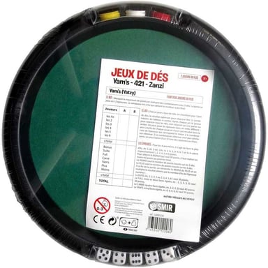 Tapis de lancé de dés Cartamundi 46 cm Rond 5 dés 21 jetons Vert