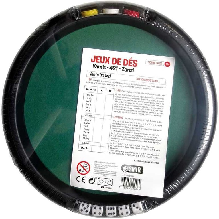 Cartamundi Tapis de lancé de dés 46 cm Rond 5 dés 21 jetons
