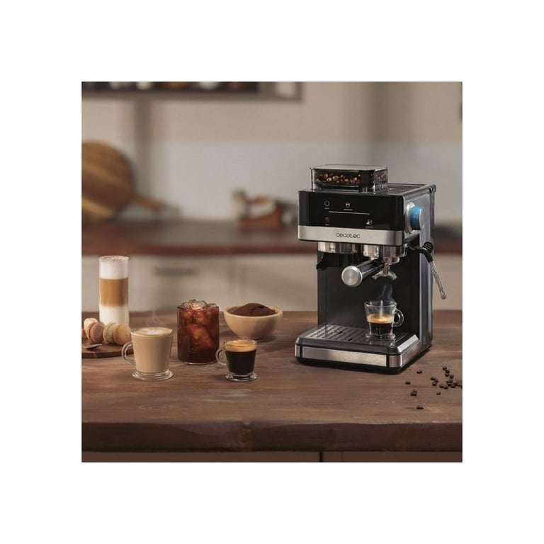 Cecotec Cafetière Express Power Espresso 20 Grind. 1 20 bars café avec vapeur 2 tasses écran tactile moulin réservoir de café 150 g et 1 7 eau mousse thermoblock sécurité - vue 5