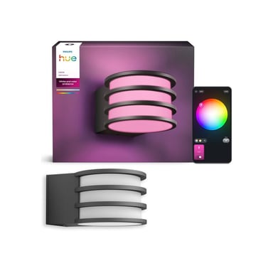 Aplique mural conectada Philips Hue Lucca exterior Antracita IP44 Zigbee, hasta 1100 lm, White and Color ambiance