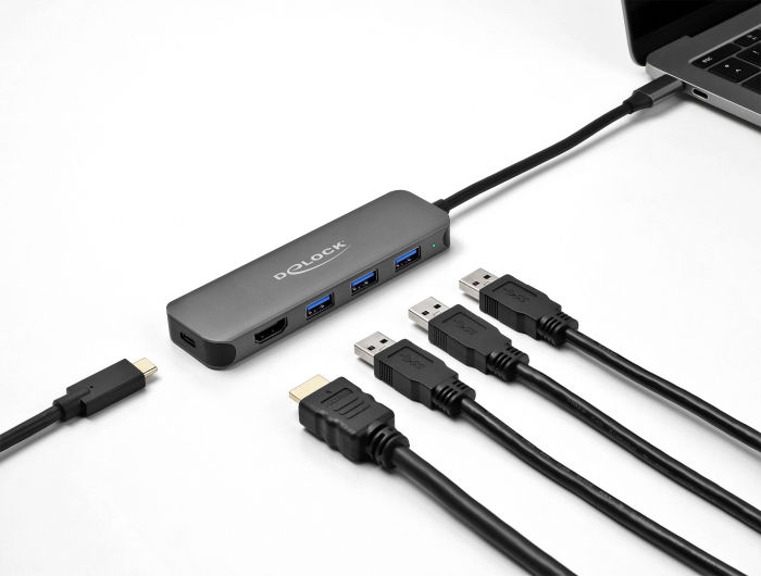DeLOCK Hub de 3 ports USB et une prise 4K HDMI avec connexion USB Type C et PD 85 Watt Neuf - vue 3