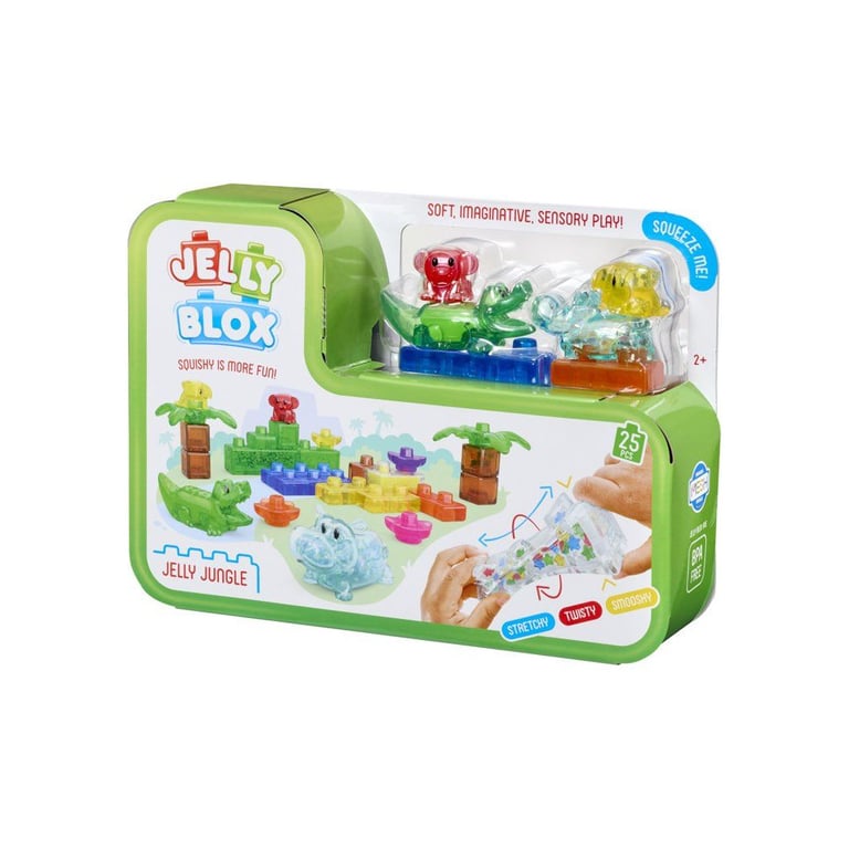 Blocs sensoriels GOLIATH Jelly Blox Jungle Set 24 pièces avec figurines d'animaux Vert/Rouge/Jaune/Bleu/Orange/Violet/Transparent - Neuf