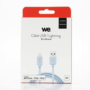 WE Cavo USB-Lightning in silicone, 2 metri, certificato MFi, ricarica e sincronizzazione dati - Blu