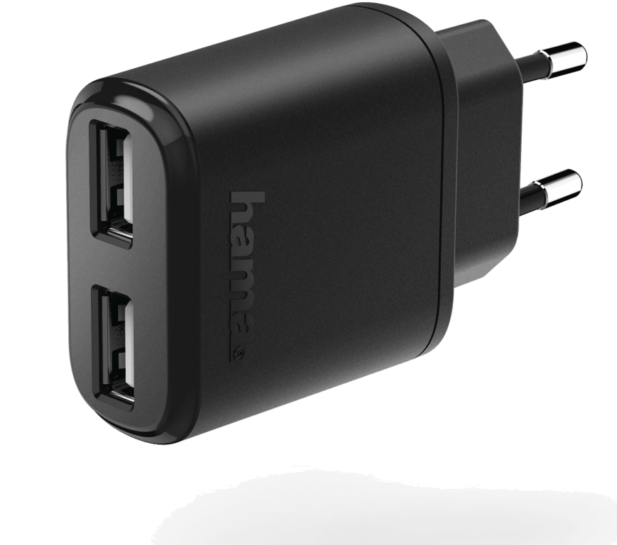 Adaptateur de charge USB double pour tablettes, 5 V/2,4 A - Noir