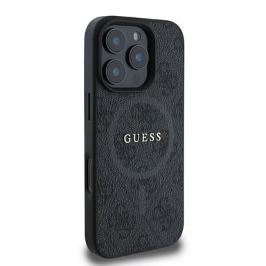 Guess pour iPhone 16 Pro Max 6.9'' noir étui rigide 4G Ring Classic Logo MagSafe