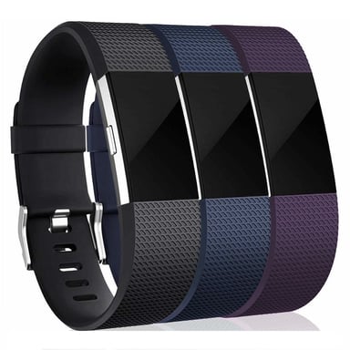 Pack de 3 pulseras de silicona Fitbit Charge 2 (S) Black/Blue/Purple