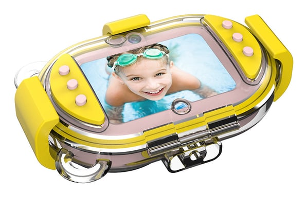 AGFA PHOTO Realikids Cam Waterproof - Fotocamera impermeabile per bambini, 24 MP, schermo LCD 2,4, batteria al litio - Rosa + MSD8GB