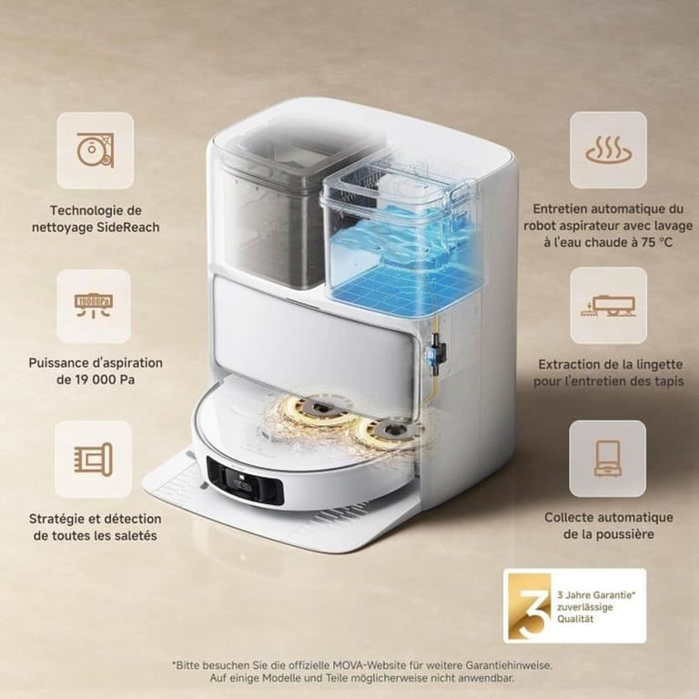 MOVA P50 Pro Ultra Robot Aspirateur Laveur avec Station 19 000 Pa Brosse anti enchevêtrement Nettoyage automatique - vue 2