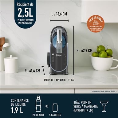 Sorbettiera Ninja FS301EU 1,892 L 800 W Blu, Grigio - Trasforma le tue bevande in granite!