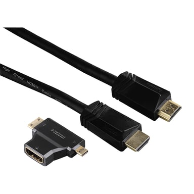 Cable HDMI de alta velocidad, macho - macho, Ethernet, 1,5 m + adaptador HDMI