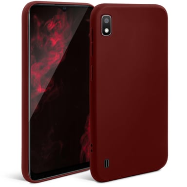 Moozy Minimalist Series Coque en silicone pour Samsung A10, Vin Rouge – Finition mate fine et souple en TPU