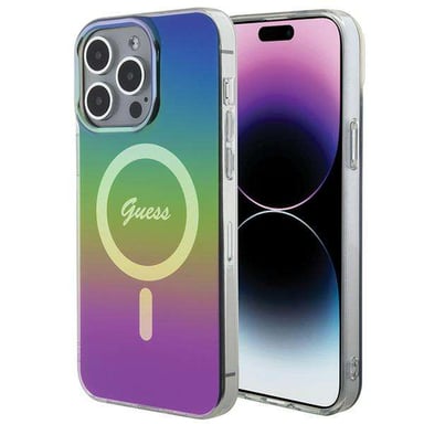 Custodia Guess per iPhone 15 Pro 6,1'' nero Custodia rigida IML Iridescent MagSafe