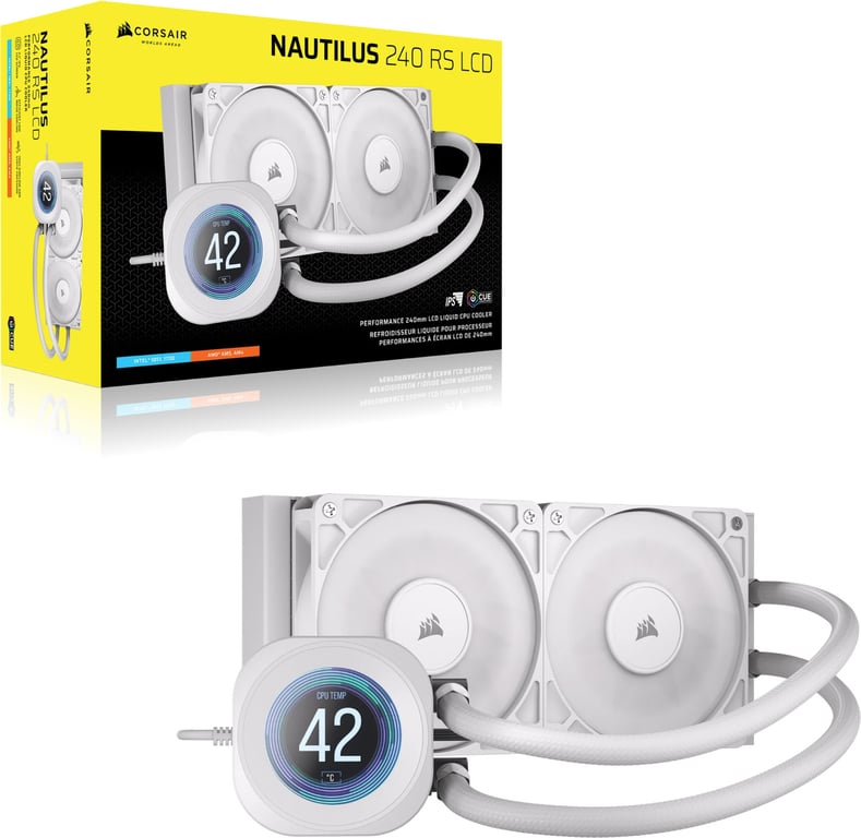 Corsair Nautilus 240 RS LCD Processeur Refroidisseur de liquide tout-en-un 12 cm Blanc 1 pièce(s) - Neuf