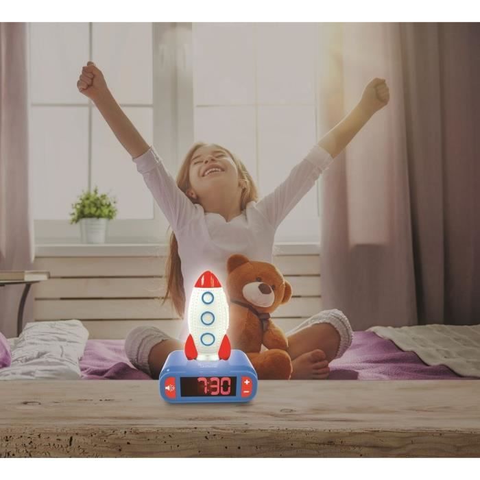 Réveil veilleuse digital LEXIBOOK Fusée 3D lumineux et sonore et Enfant - vue 4