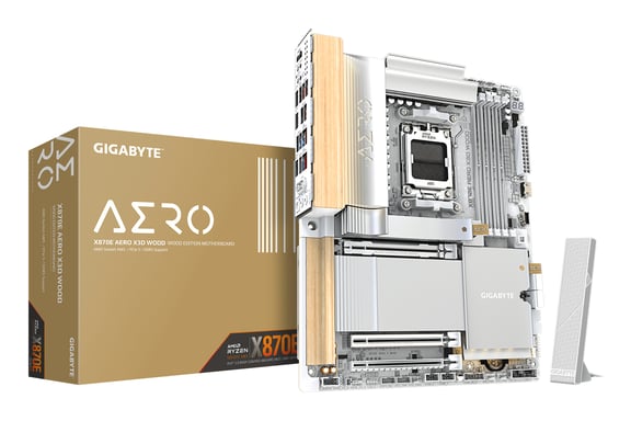 GIGABYTE X870E AERO X3D WOOD Carte Mère - Prend en charge les processeurs AMD Ryzen 9000, VRM numérique 16+2+2 phases, jusqu'à 9000Hz DDR5 (O.C.), 2xPCIe 5.0 + 2xPCIe 4.0, Wi-Fi 7, LAN 5GbE, USB 4