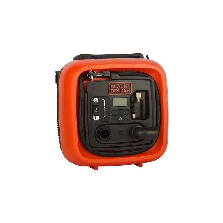Gonfleur pour pneus BLACK+DECKER ASI400-XJ 12V avec réglage digital 160 l/min 11 bar Orange et noir - Neuf