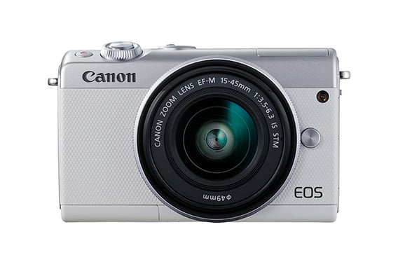 Canon EOS M100 + EF-M 15-45mm IS STM MILC 24,2 MP CMOS 6000 x 4000 Pixeles Blanco