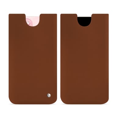 Pochette cuir Apple iPhone 15 - Pochette - Marron - Cuir lisse