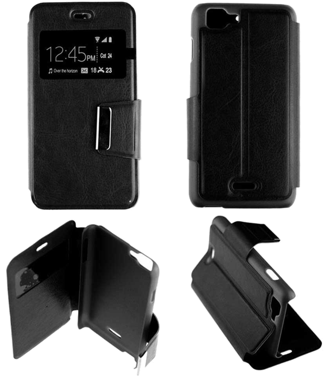 Etui Folio compatible Noir Wiko Kite