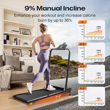 SYSURO S1L MIX Tapis de course pliable, moteur de 2,5 HP, vitesse de 1-10 km/h, mode HIIT, inclinaison de 9 %, bande de course à 5 couches, silencieux
