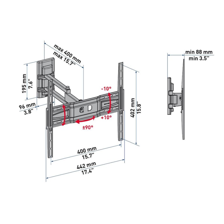Meliconi EDR 400 Support Mural triple rotation CME pour TV 40 à 65'' - vue 2