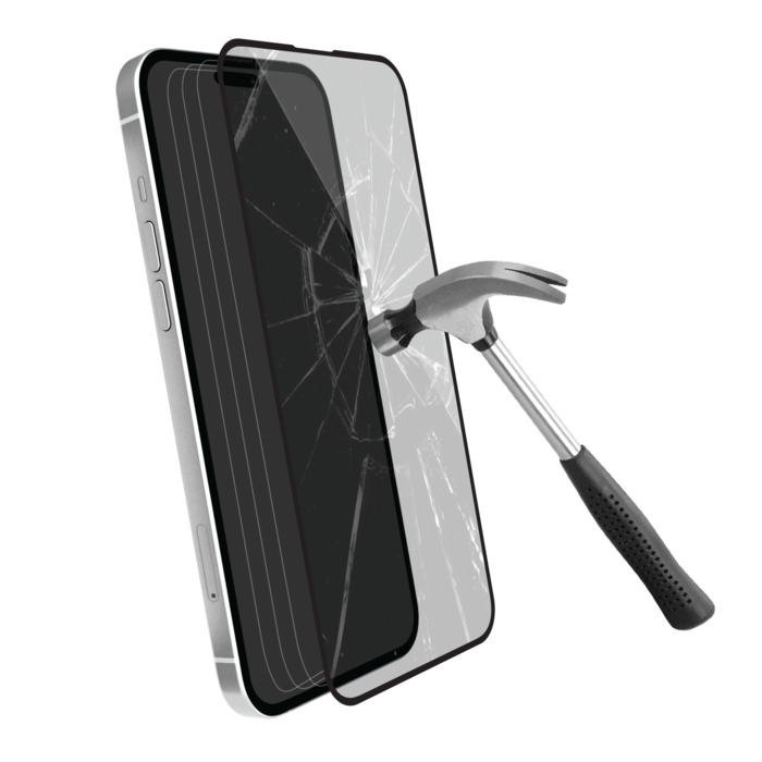 Protection d'écran antibactérienne en verre trempé ultra-résistant à bords incurvés pour Apple iPhone 15 Pro Max, Noir