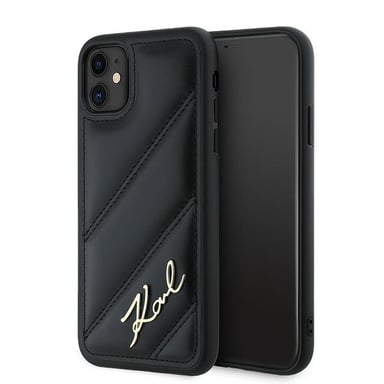 Funda Karl Lagerfeld Diagonal Quilted para iPhone 11, negra