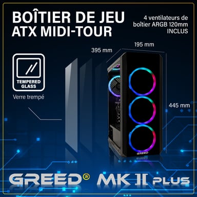 MK2 Plus - PC Gamer - AMD Ryzen 7 5700X - Radeon RX 9060 XT (16GO) - Rapide Bureau PC Gaming - 4K & Raytracing avec 4,6 GHz - 32 GO RAM DDR4 - 1 TO SSD - Ordinateur avec WiFi + Windows 11 Pro