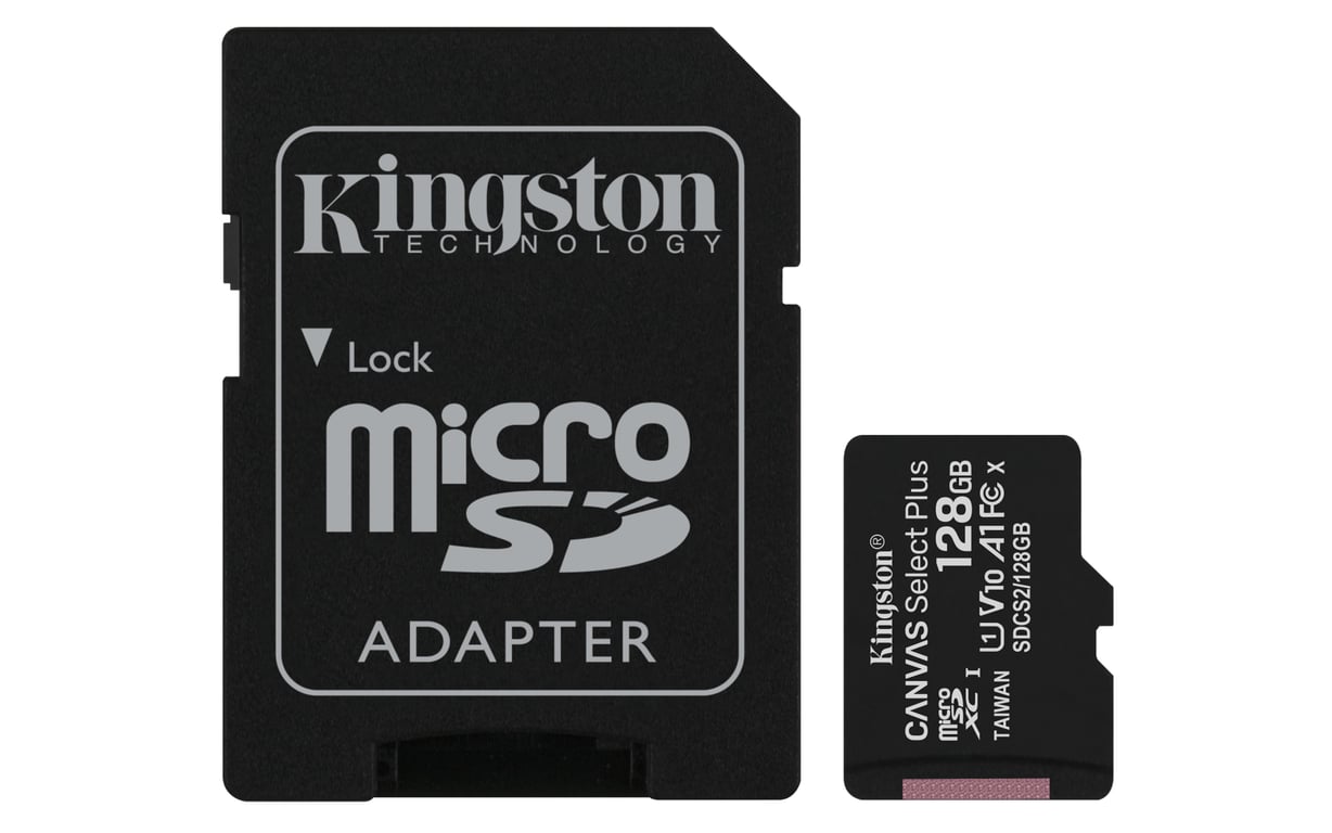 Kingston Technology Canvas Select Carte micSDXC Plus 100R A1 C10 de 128 Go + ADP - Neuf