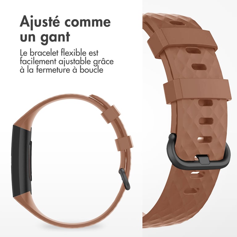 imoshion Bracelet silicone pour Fitbit Charge 3 / 4 - Marron - Neuf