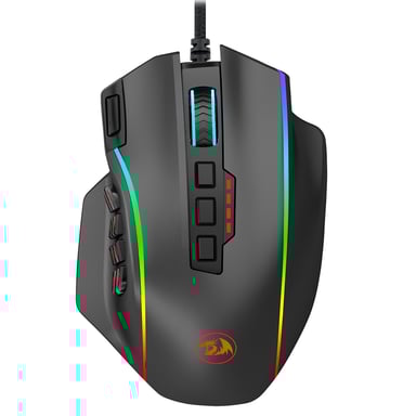 Souris de Jeu Filaire Redragon M901-K-2 – 12400 DPI, Rétroéclairage RGB, 19 Boutons Macro Programmables MMO (Noir)