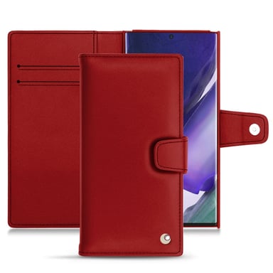 Housse cuir Samsung Galaxy Note20 Ultra - Rabat portefeuille - Rouge - Cuir lisse
