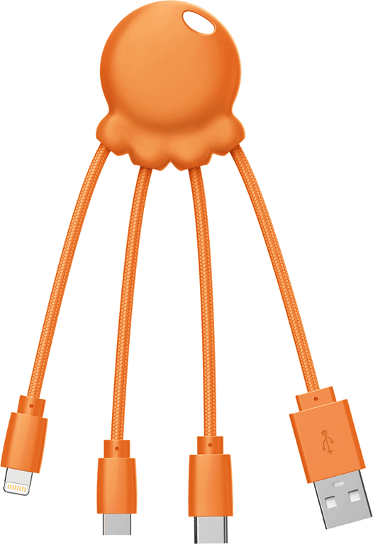 Câble Octopus Biodégradable USB A/micro USB & USB C & Lightning 1 m Orange Xoopar