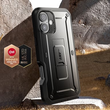 Supcase Carcasa para iPhone 16 Caballete antichoque Negro