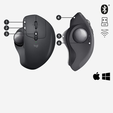 Logitech MX Ergo Mouse senza fili RF per destrimani + Trackball Bluetooth 440 DPI