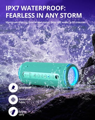 Tronsmart T7 Lite Enceinte Bluetooth Portable 24W, Bluetooth 5.3 sans Fil avec Lumière LED, Étanche IPX7, Autonomie de 24h, Contrôle Via l'application pour Fête-Rosa (Citron Vert)