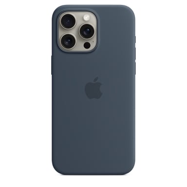 Coque en silicone avec MagSafe pour iPhone 15 Pro Max Bleu orage