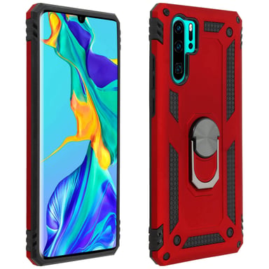 Coque pour Huawei P30 Pro Bi matière Rigide Souple Bague Support Vidéo Rouge