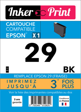 Cartouche d'encre recyclée compatible avec EPSON 29 XL (Noir)