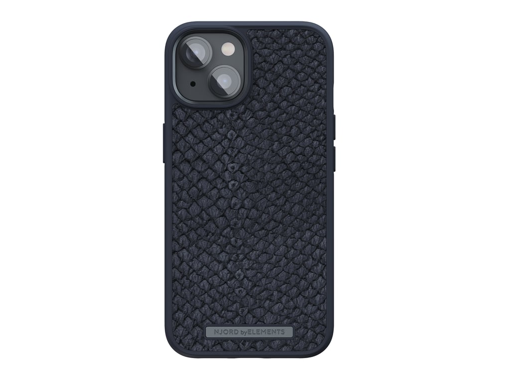 Coque Njord byELEMENTS Salmon Leather pour Apple iPhone 14 - Noir