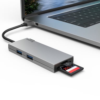 Concentrador USB-C, multipuerto, 6 puertos, 2 USB-A, USB-C, HDMI, SD, microSD