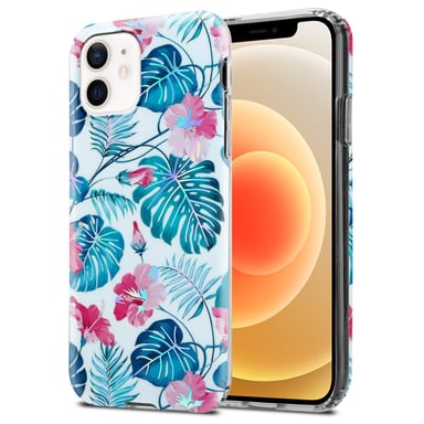 Coque pour Apple iPhone 12 / 12 PRO en FEUILLES DE TORTUE Housse de protection Étui en silicone TPU avec motif floral