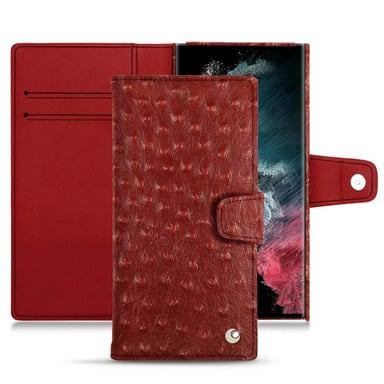 Housse cuir Samsung Galaxy S22 Ultra -  - Rouge - Cuir Abaca