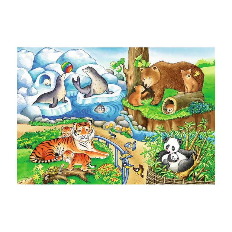 Puzzle éducatif 2x12 pièces sur les animaux du zoo pour enfants - Neuf