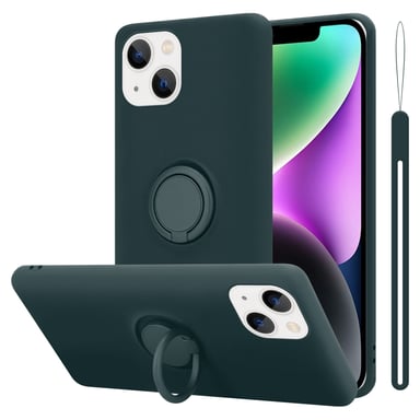 Coque pour Apple iPhone 14 PLUS en LIQUID GREEN Housse de protection Étui en silicone TPU flexible avec anneau