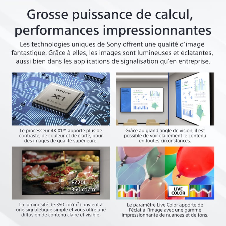 Sony Bravia Professional Displays FW-75EZ20L - Classe de diagonale 75  EZ20L Series écran LCD rétro-éclairé par LED - signalisation numérique - Android TV - 4K UHD (2160p) 3840 x 2160 - HDR - Direct LED - noir hairline - Neuf