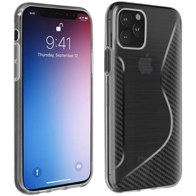 Coque iPhone 11 Pro Max S Line Effet Brossé Carbone Silicone Souple Transparent