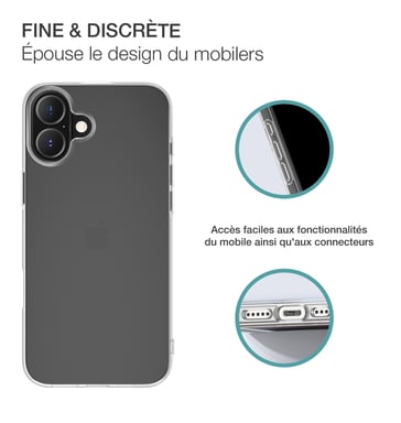 Pack 2 en 1 Coque iPhone 16 Plus Souple Transparente + Protège écran 2.5D + SmartFrame™ - Certifié GRS Bigben