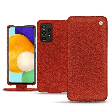 Housse cuir Samsung Galaxy A52 -  - Orange - Cuir grainé